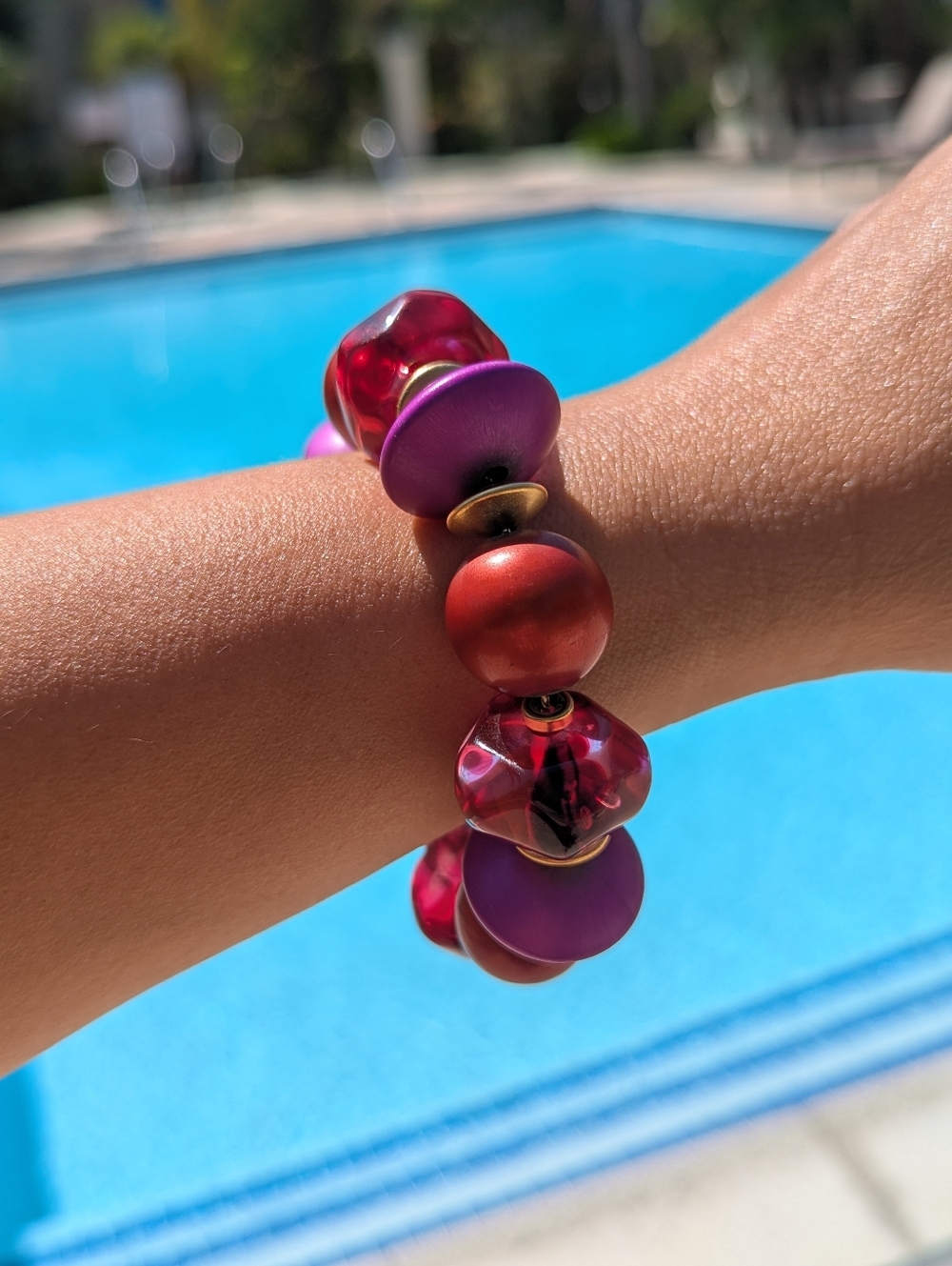 Yves Saint Laurent YSL 1990's Vintage Chunky Lucite Bead Bracelet RARE HTF